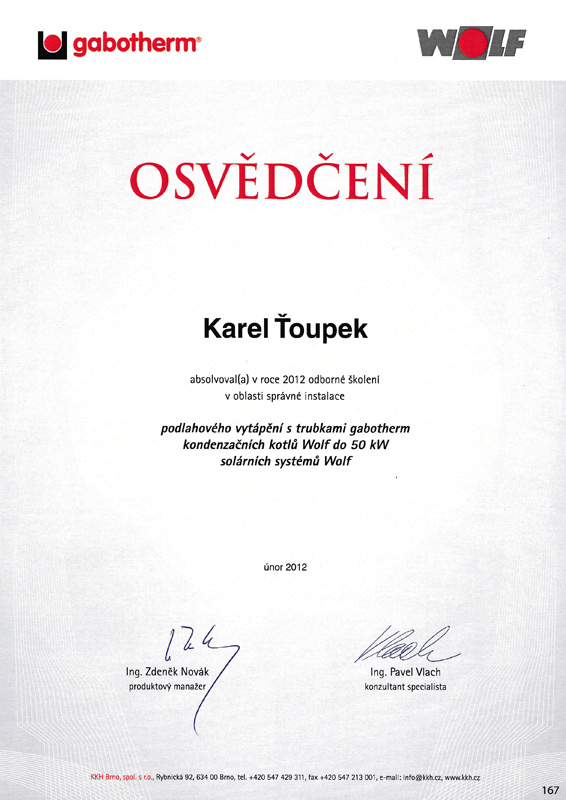 Osvědčení Gabotherm