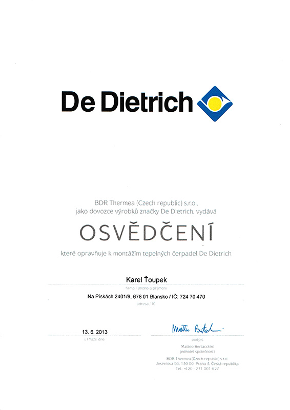 Osvědčení De Dietrich