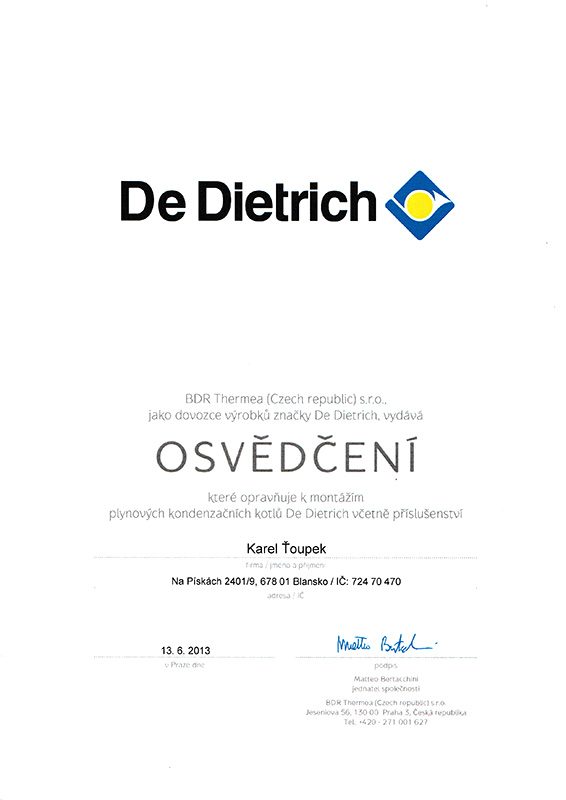 Osvědčení De Dietrich